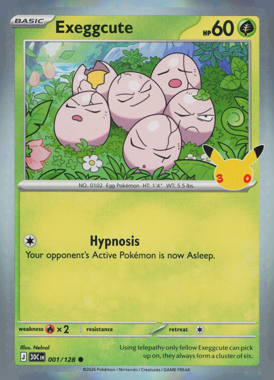 Exeggcute Holo Common ME: 30th Celebration 001/128 NM