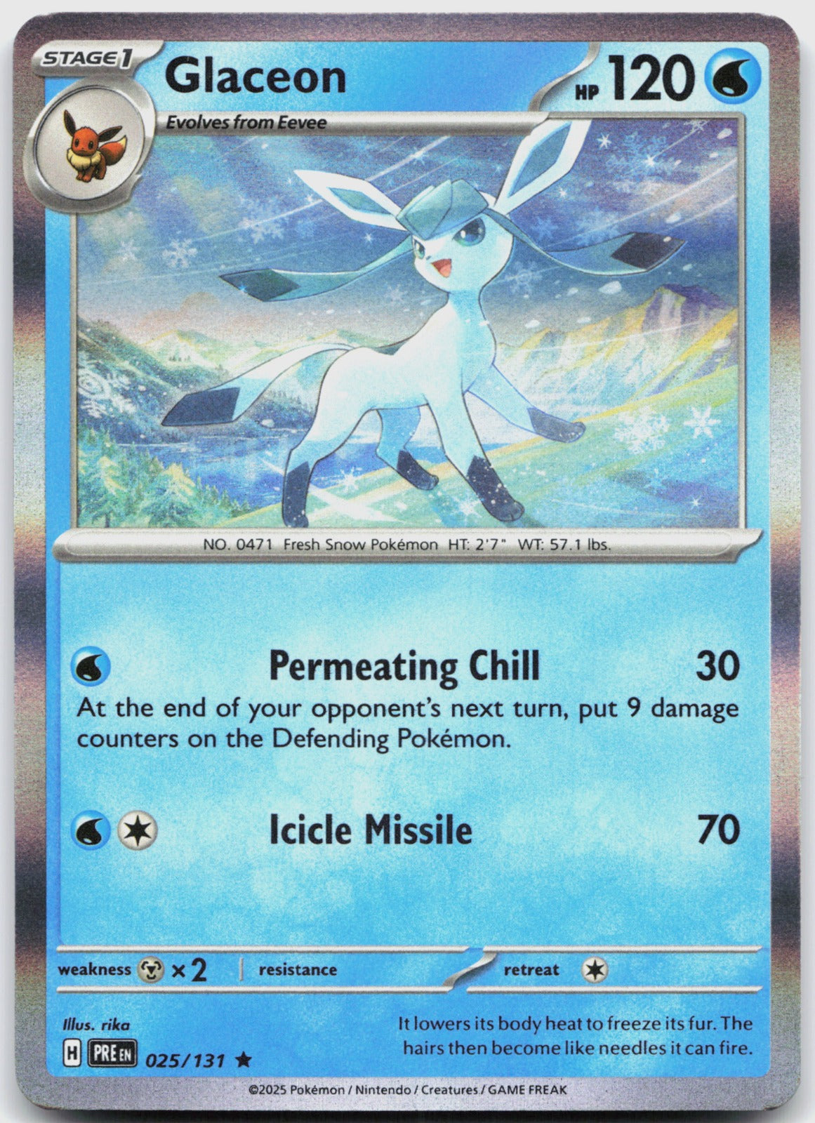 Glaceon Holo Rare SV: Prismatic Evolutions 025/131 NM