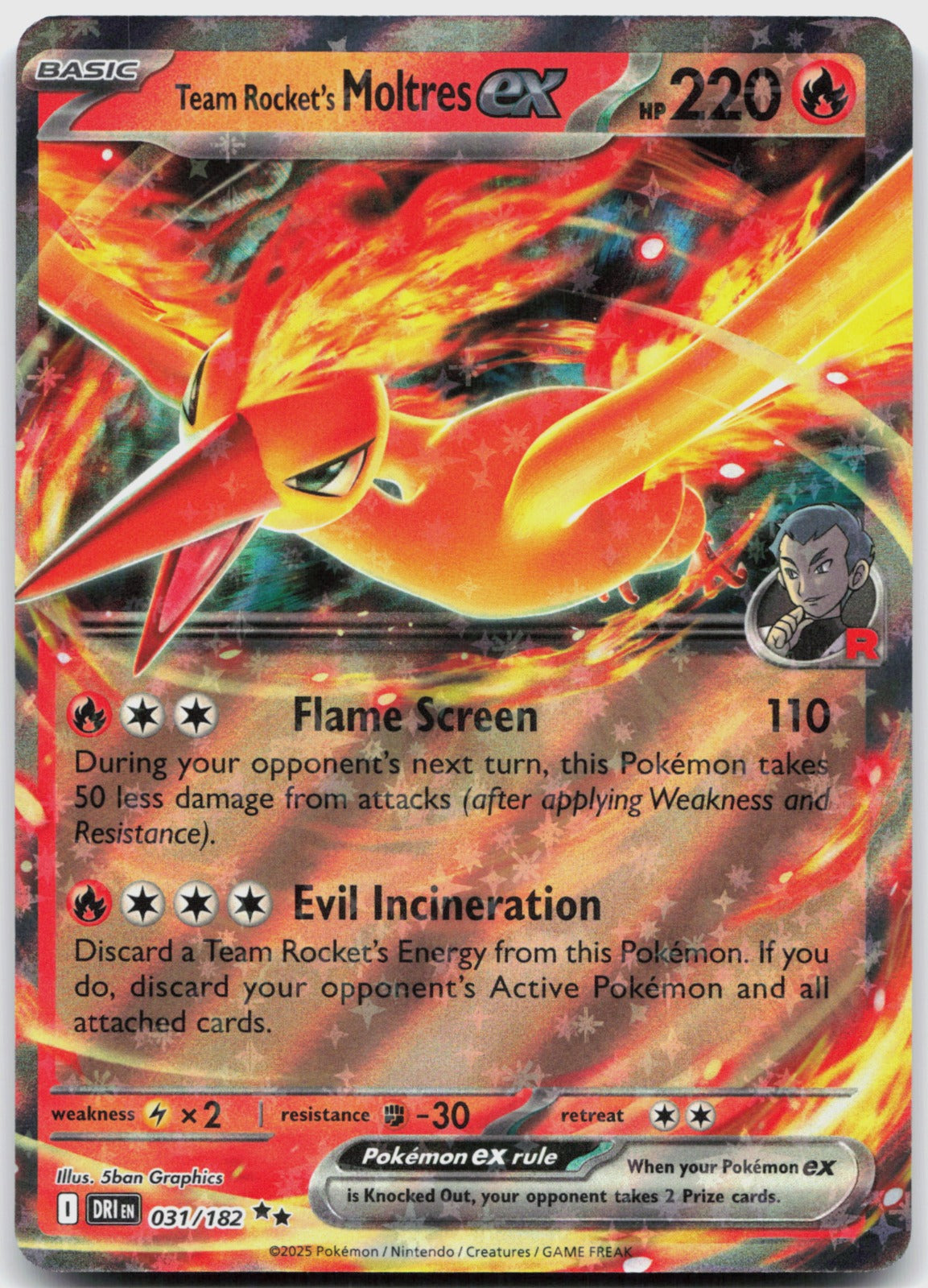 Team Rocket's Moltres ex Holo Double Rare SV10: Destined Rivals 031/182 NM
