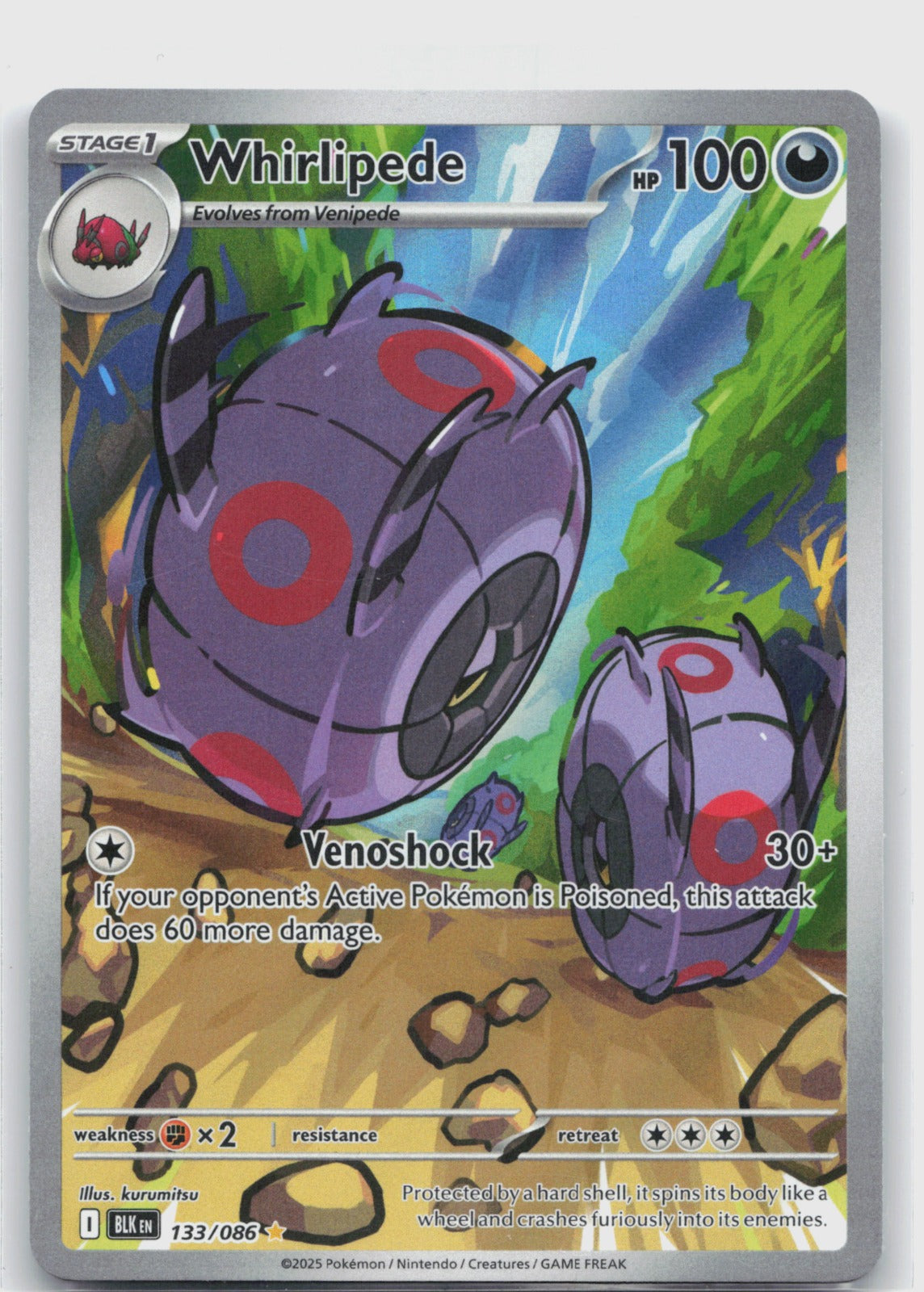 Whirlipede Holo Illustration Rare SV: Black Bolt 133/086 NM