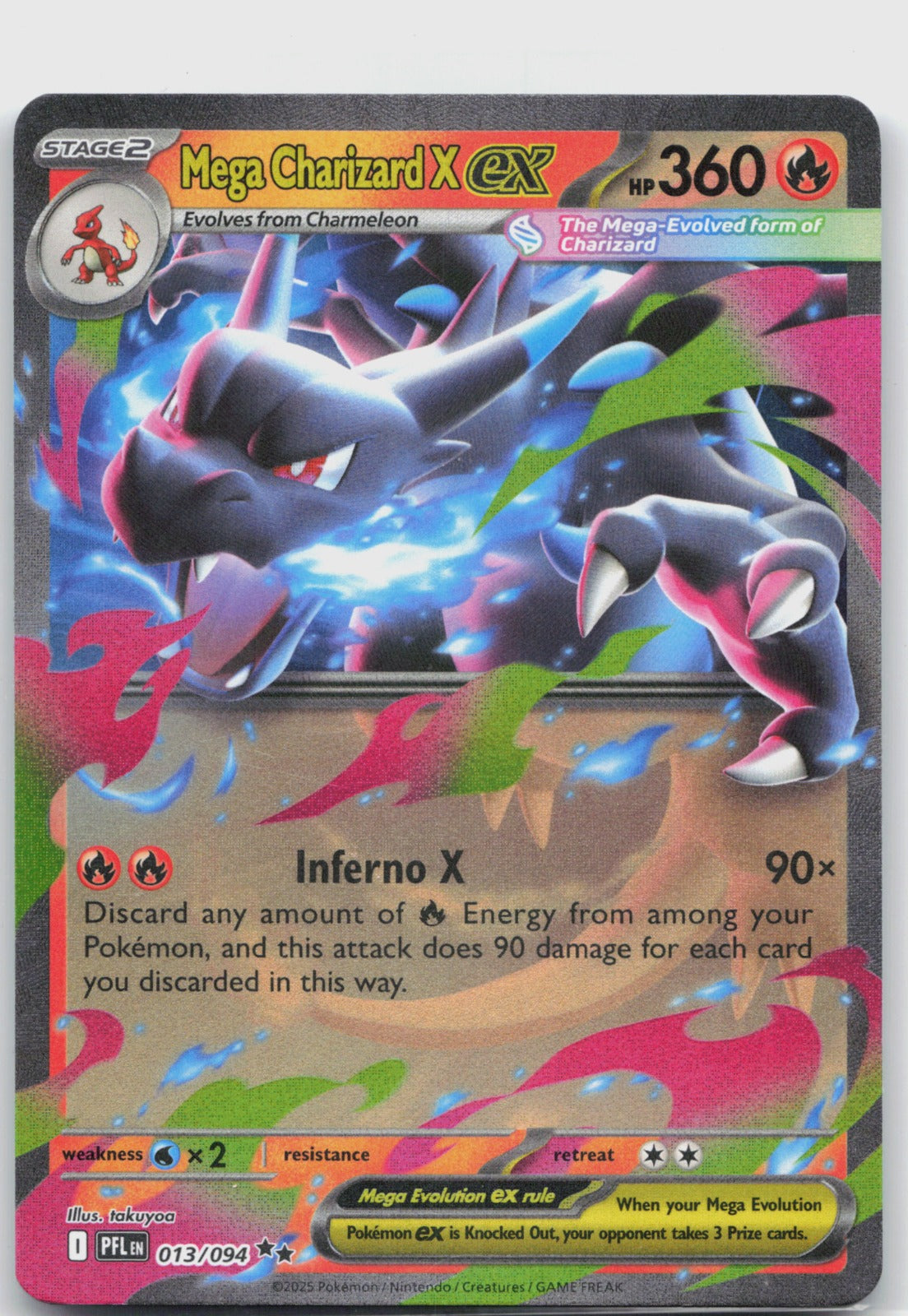 Mega Charizard X ex Holo Double Rare ME02: Phantasmal Flames 013/094 NM