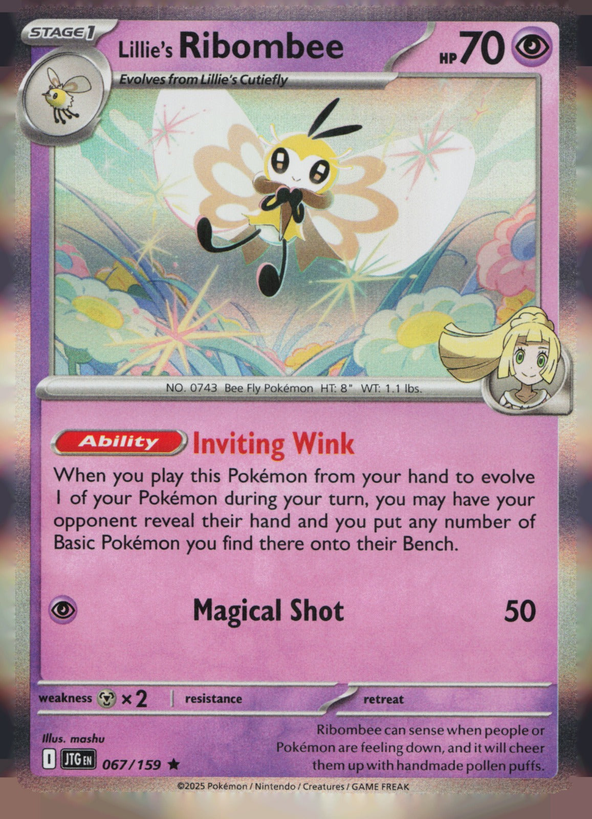 Lillie's Ribombee Holo Rare SV09: Journey Together 067/159 NM