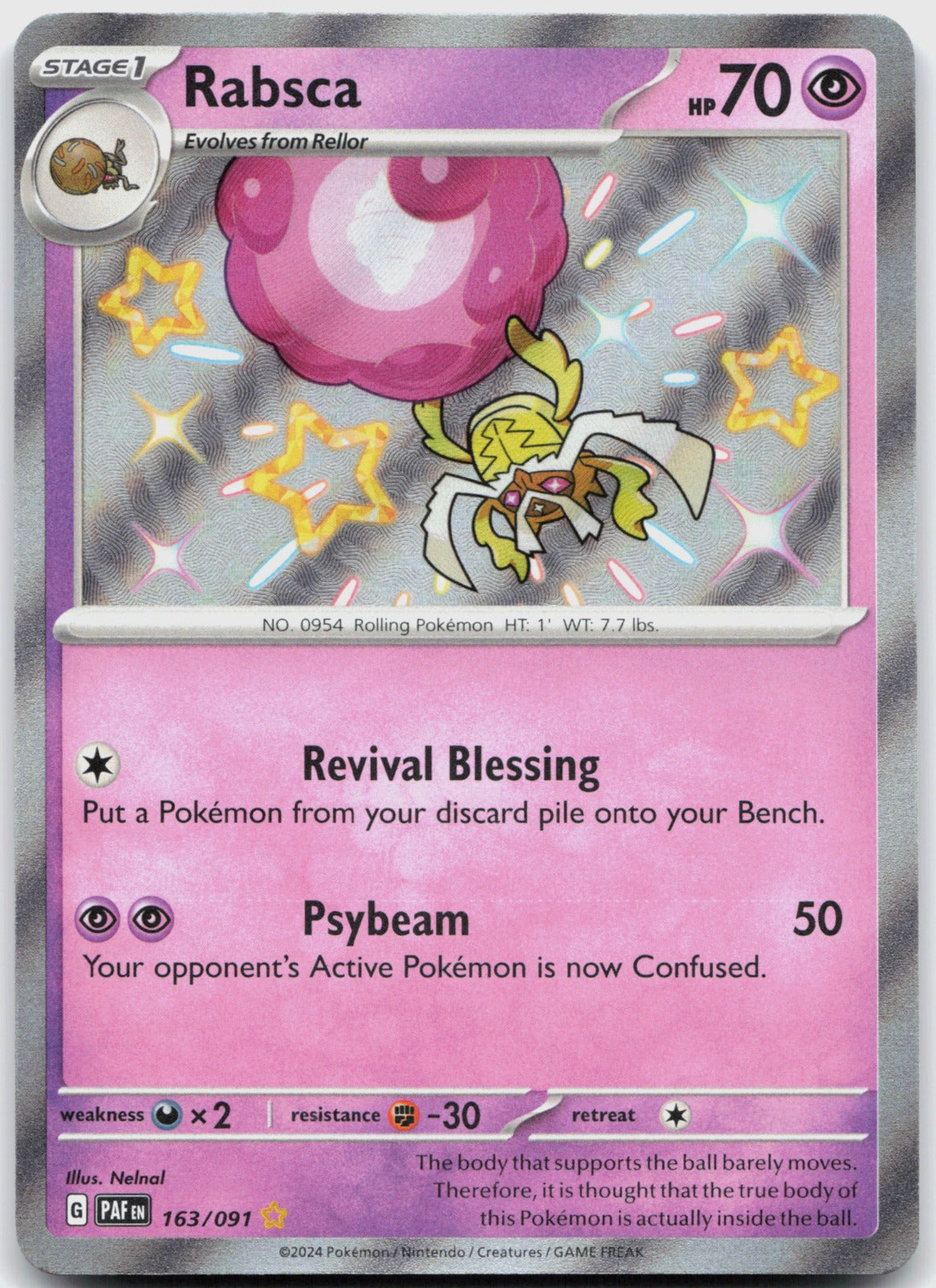 Rabsca Holo Shiny Rare SV: Paldean Fates 163/091 NM