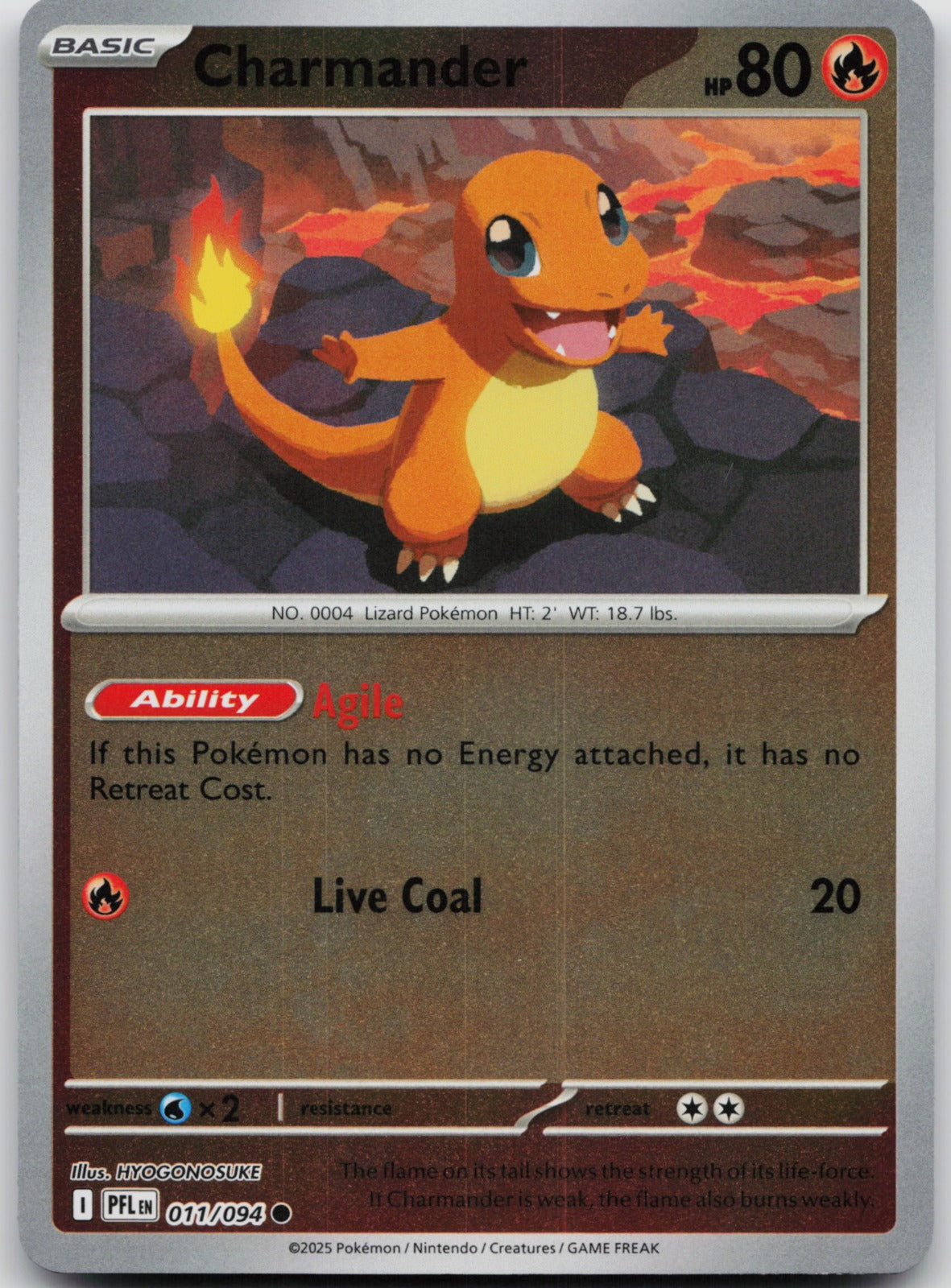 Charmander Reverse Holo Common ME02: Phantasmal Flames 011/094 NM