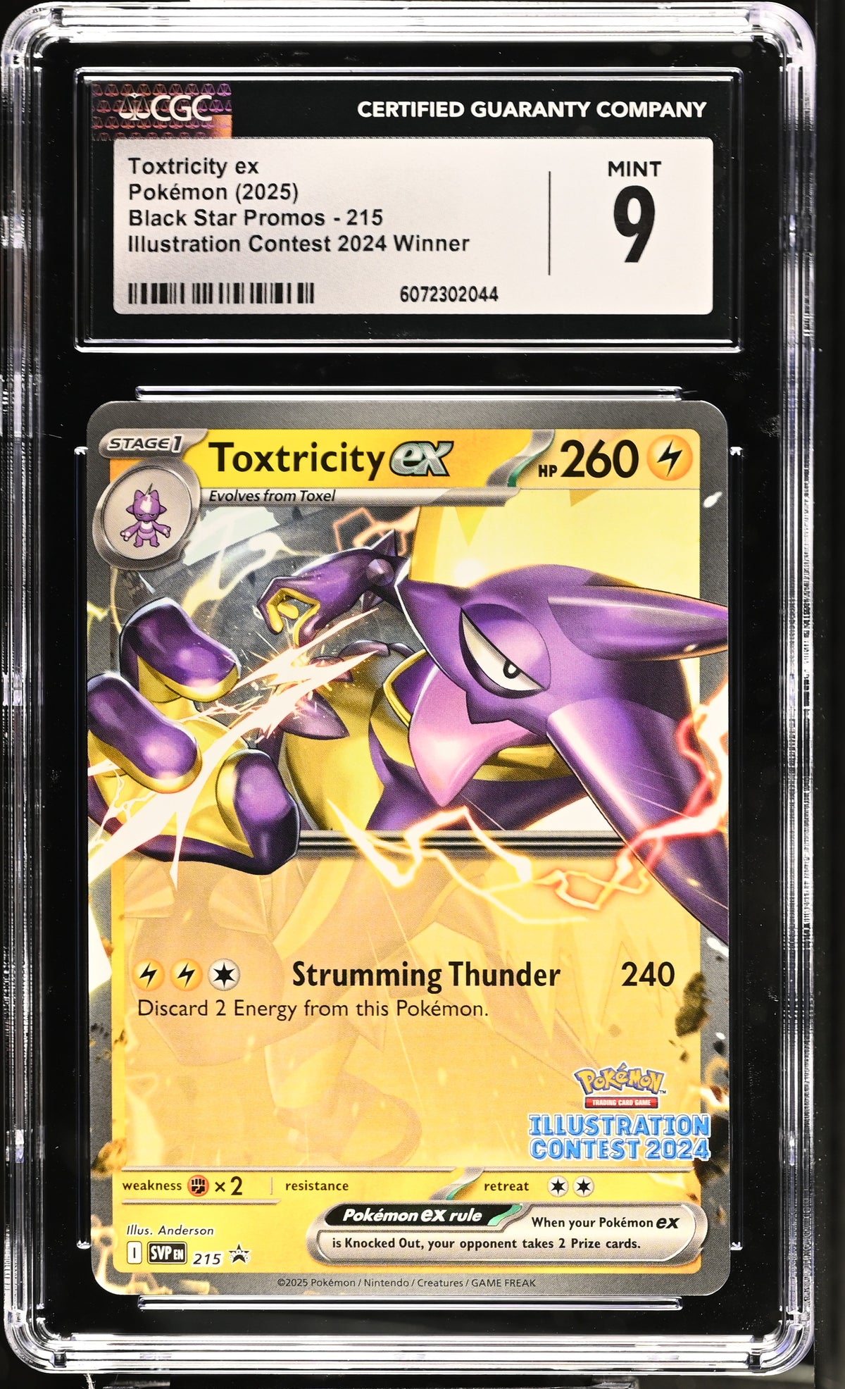 CGC 9 Toxtricity ex Holo Promo Illustration Contest 2024 Winner SV: Scarlet & Violet Promo Cards 215 - CGC cert 6072302044 front