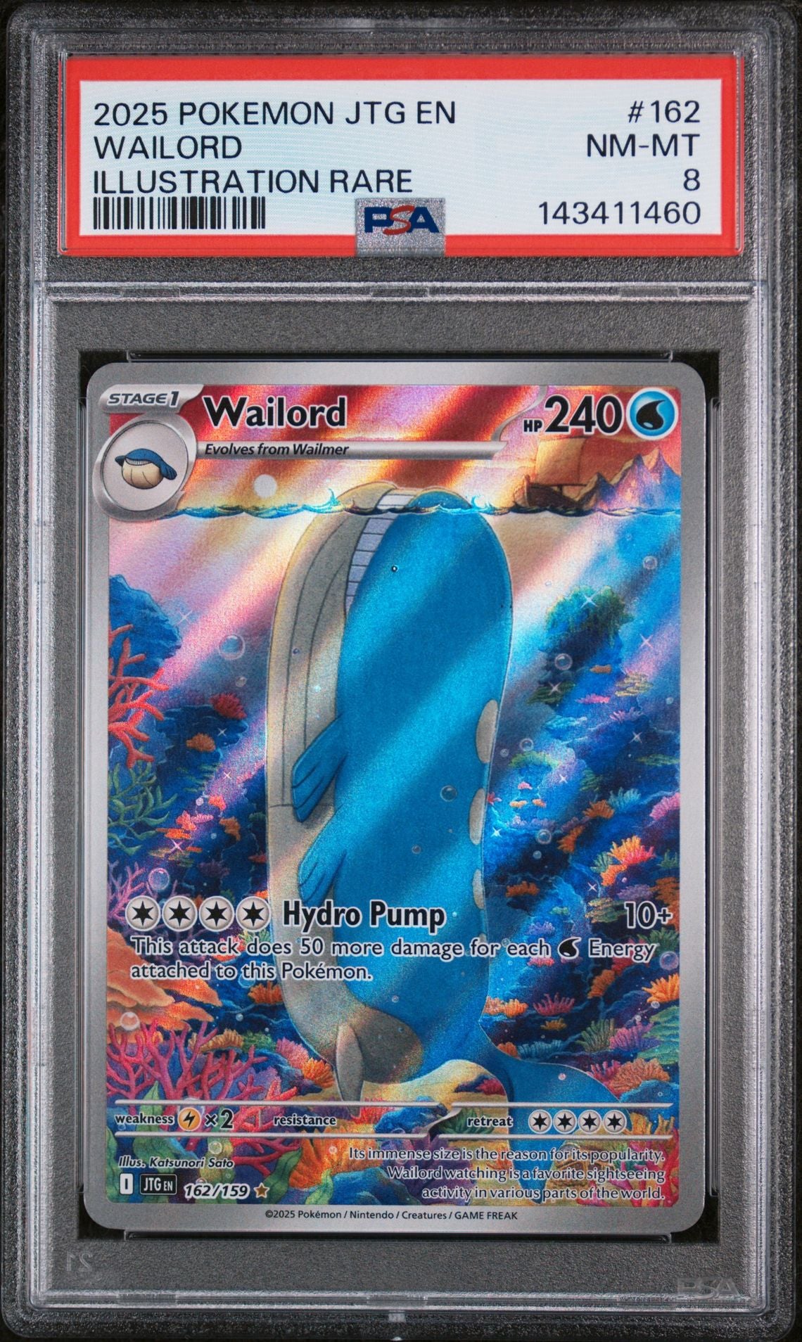 PSA 8 Wailord Illustration Rare SV09: Journey Together 162/159