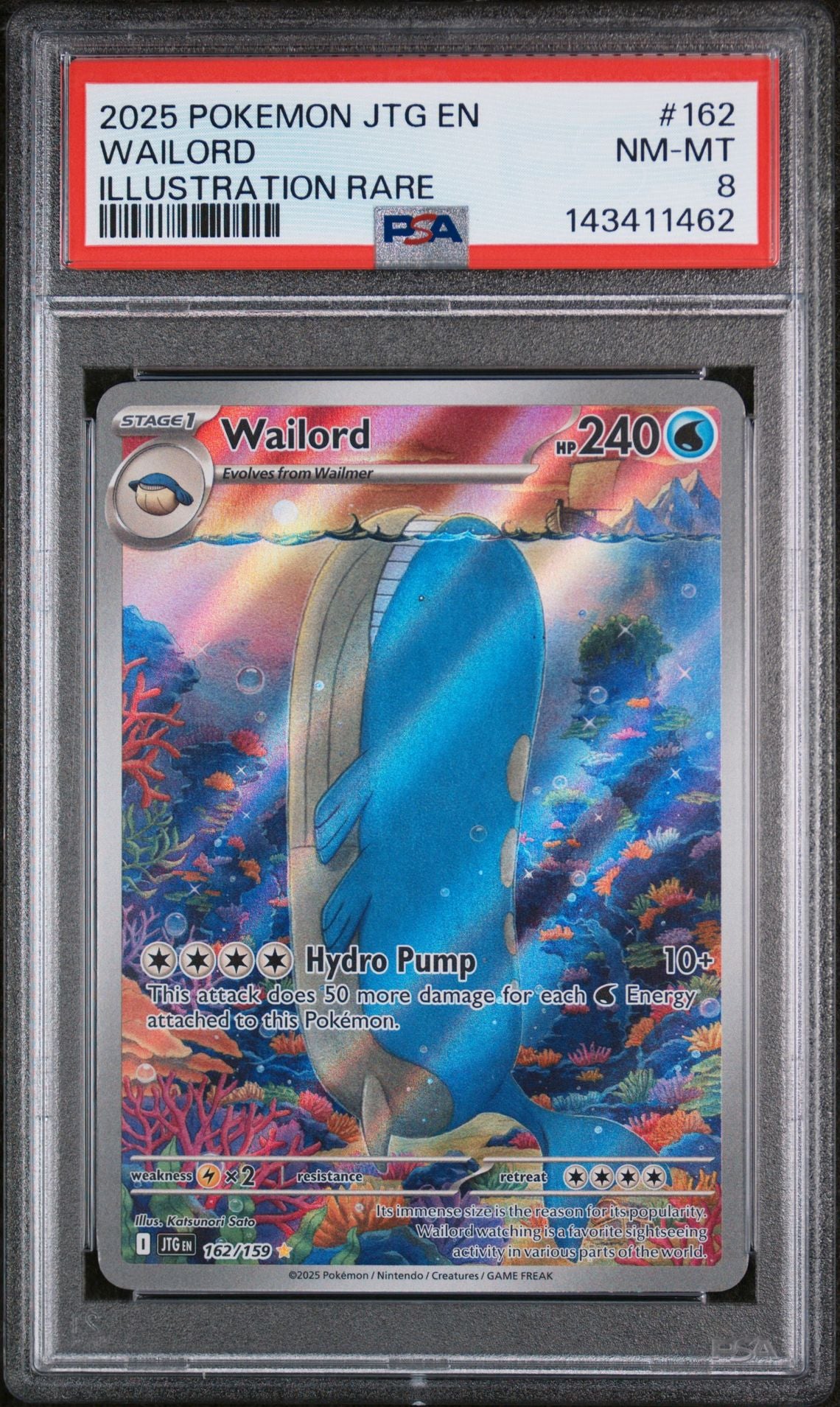 PSA 8 Wailord Illustration Rare SV09: Journey Together 162/159