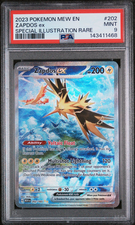 PSA 9 Zapdos ex Special Illustration Rare SV: Scarlet & Violet 151 202/165