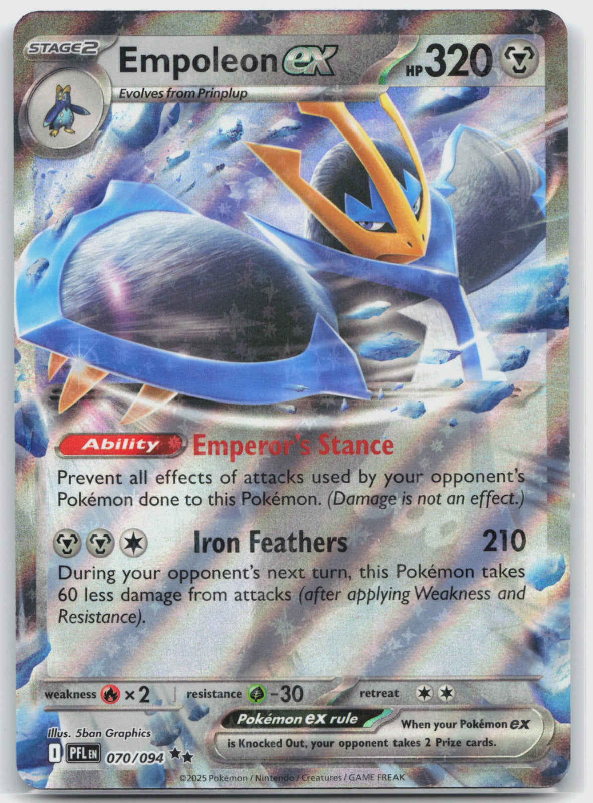 Empoleon ex Holo Double Rare ME02: Phantasmal Flames 070/094 NM