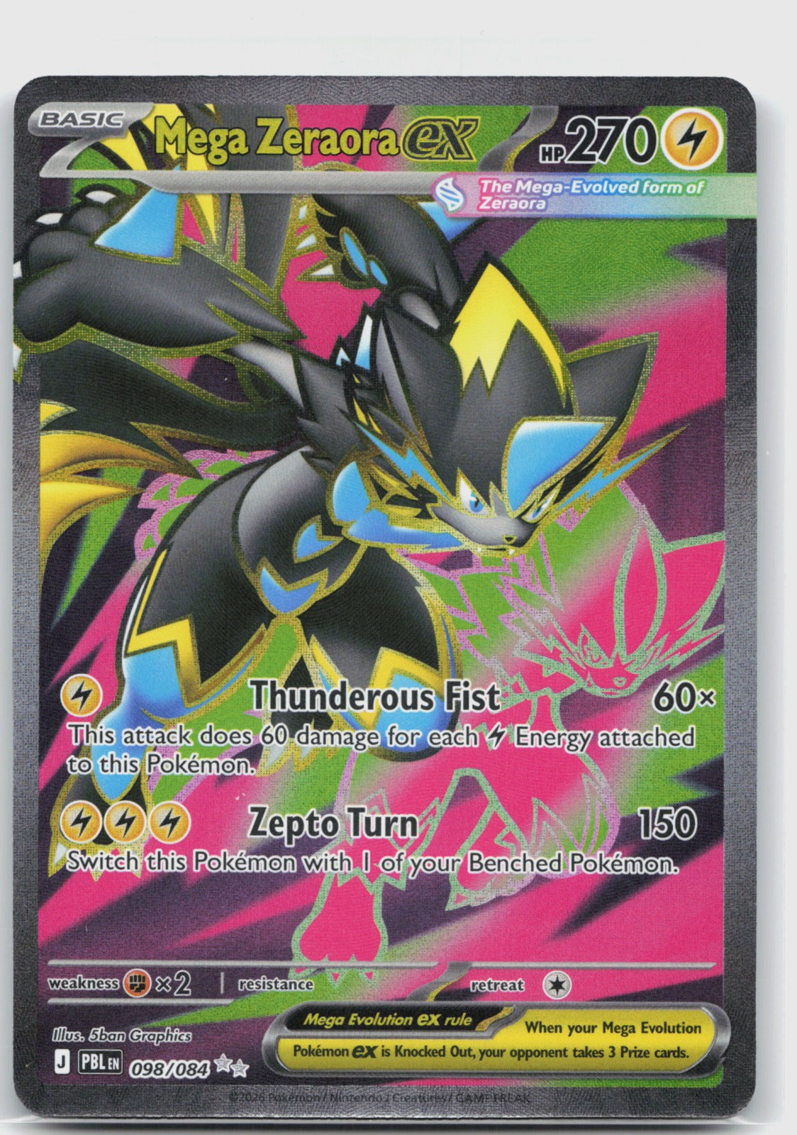 Mega Zeraora ex Holo Ultra Rare ME05: Pitch Black 098/084 NM