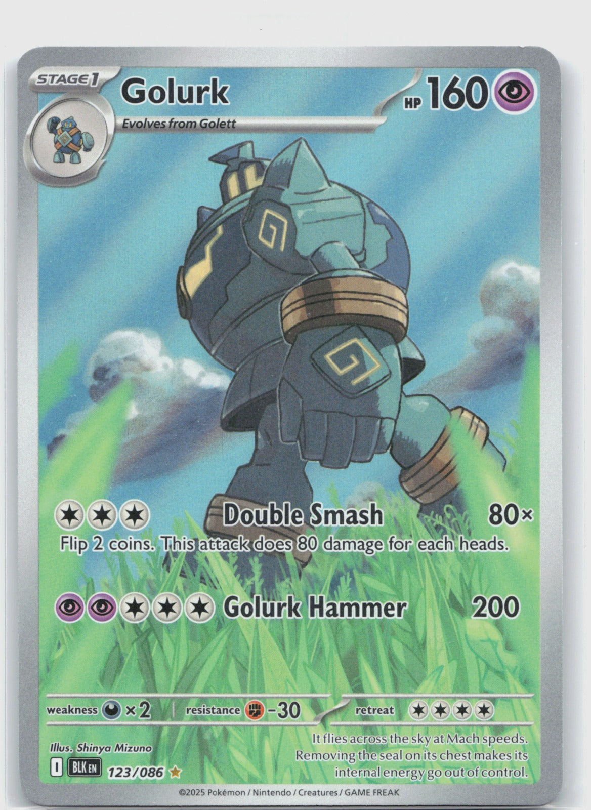 Golurk Holo Illustration Rare SV: Black Bolt 123/086 NM