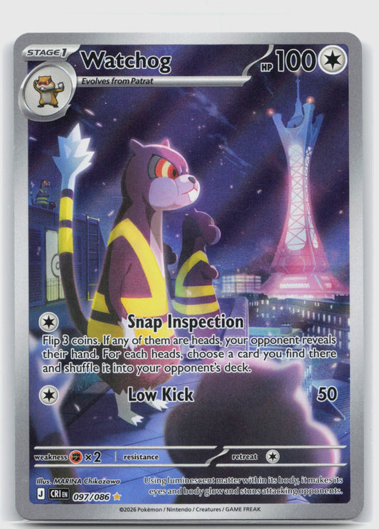 Watchog Holo Illustration Rare ME04: Chaos Rising 097/086 NM