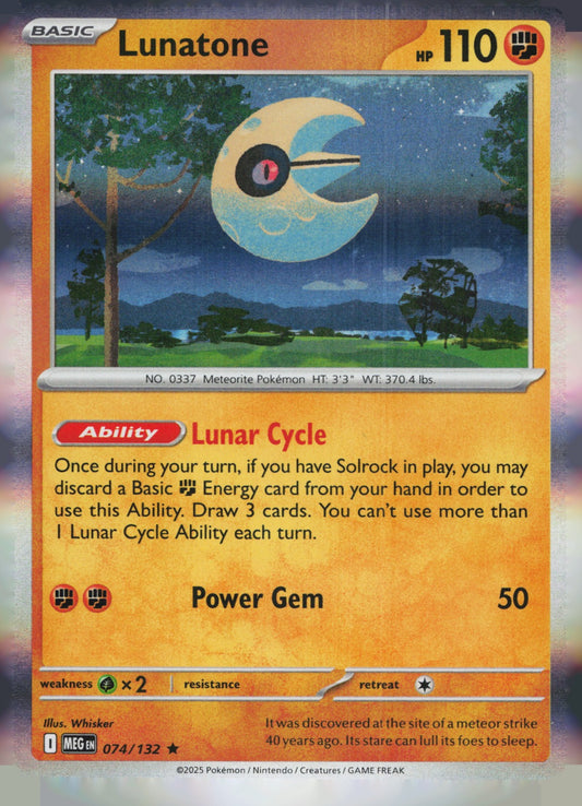 Lunatone Reverse Holo Rare ME01: Mega Evolution 074/132 NM