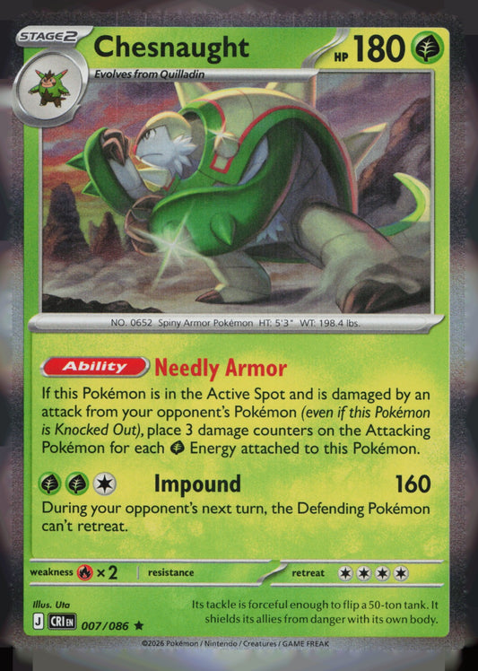Chesnaught Holo Rare ME04: Chaos Rising 007/086 NM