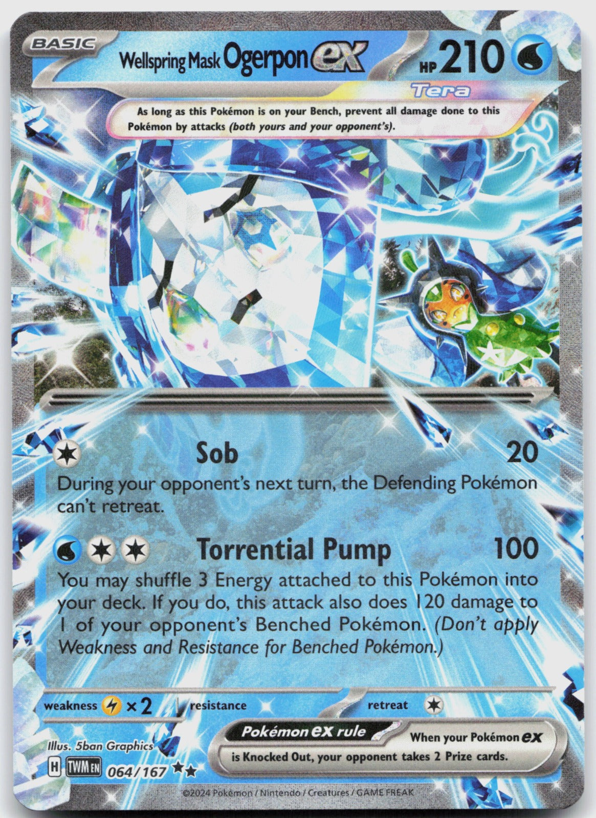 Wellspring Mask Ogerpon ex Holo Double Rare SV06: Twilight Masquerade 064/167 NM
