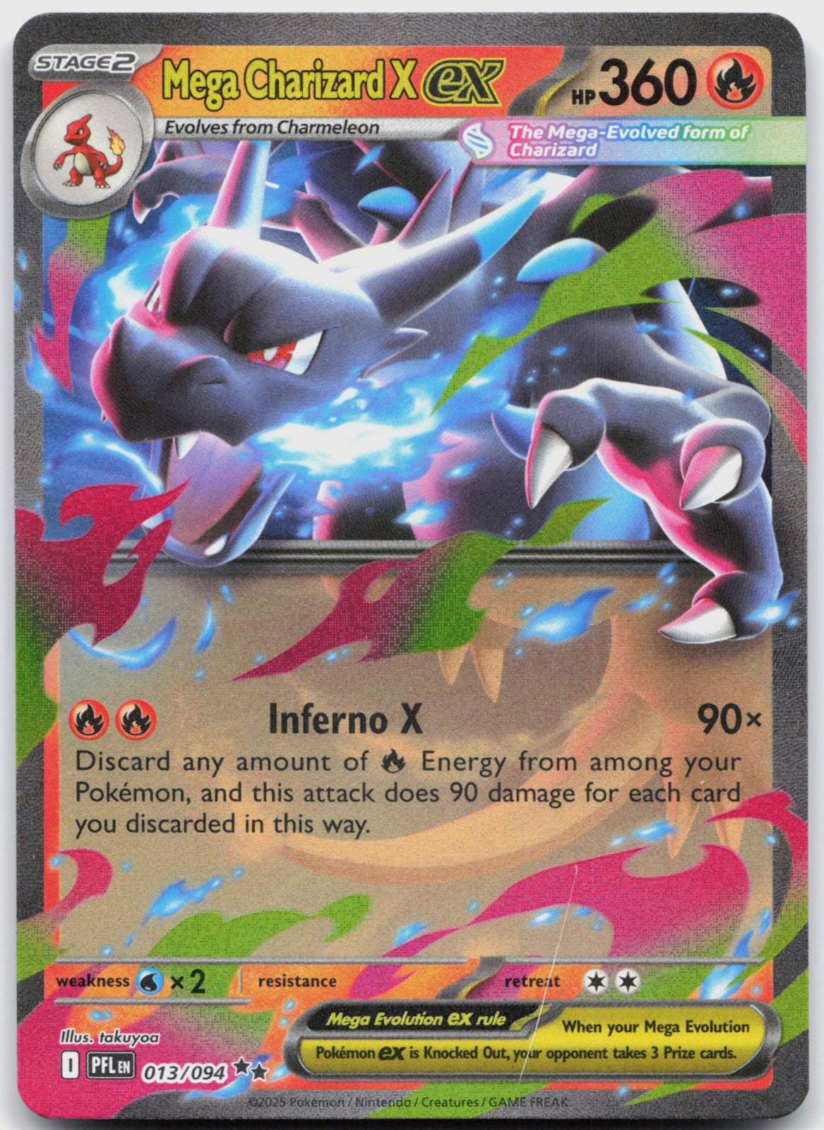 Mega Charizard X ex Holo Double Rare ME02: Phantasmal Flames 013/094 NM