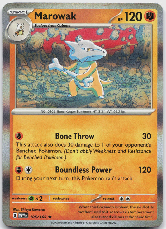 Marowak Holo Rare SV: Scarlet & Violet 151 105/165 NM