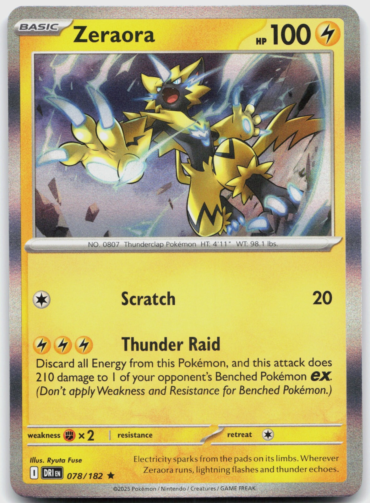 Zeraora Holo Rare SV10: Destined Rivals 078/182 NM