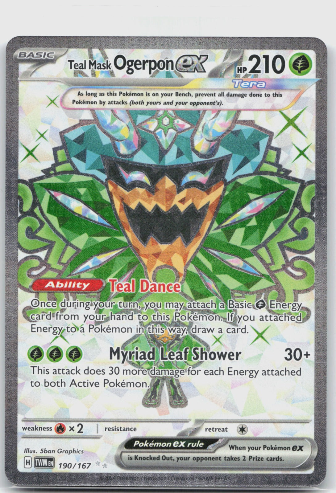 Teal Mask Ogerpon ex Holo Ultra Rare SV06: Twilight Masquerade 190/167 NM