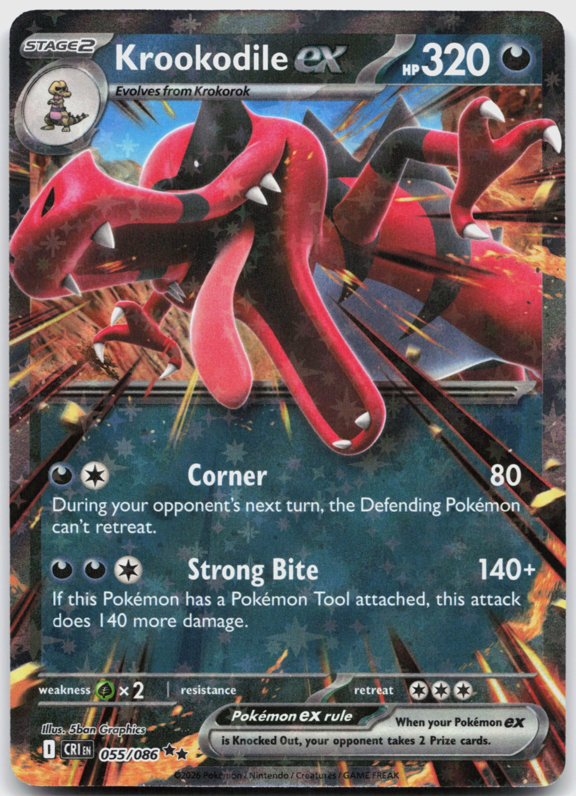 Krookodile ex Holo Double Rare ME04: Chaos Rising 055/086 NM
