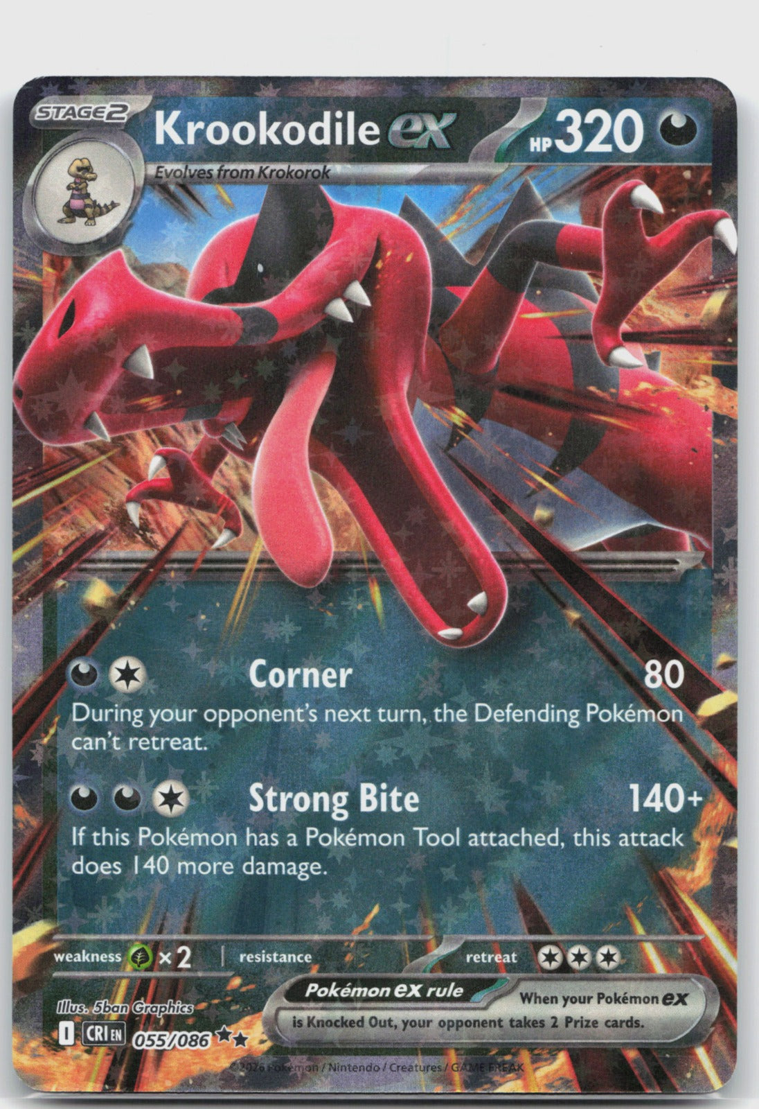 Krookodile ex Holo Double Rare ME04: Chaos Rising 055/086 NM