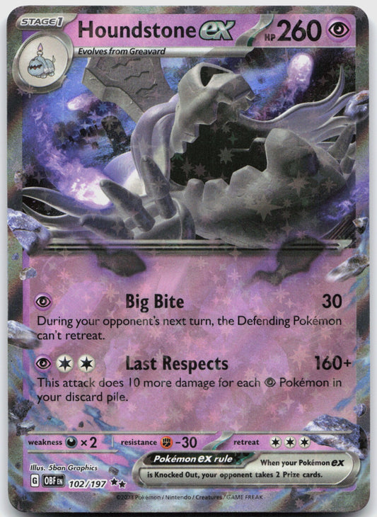Houndstone ex Holo Double Rare SV03: Obsidian Flames 102/197 NM