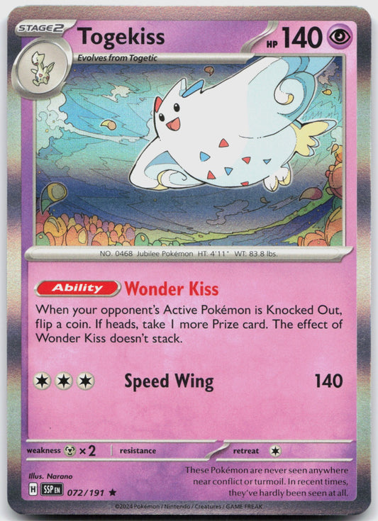Togekiss Holo Rare SV08: Surging Sparks 072/191 NM
