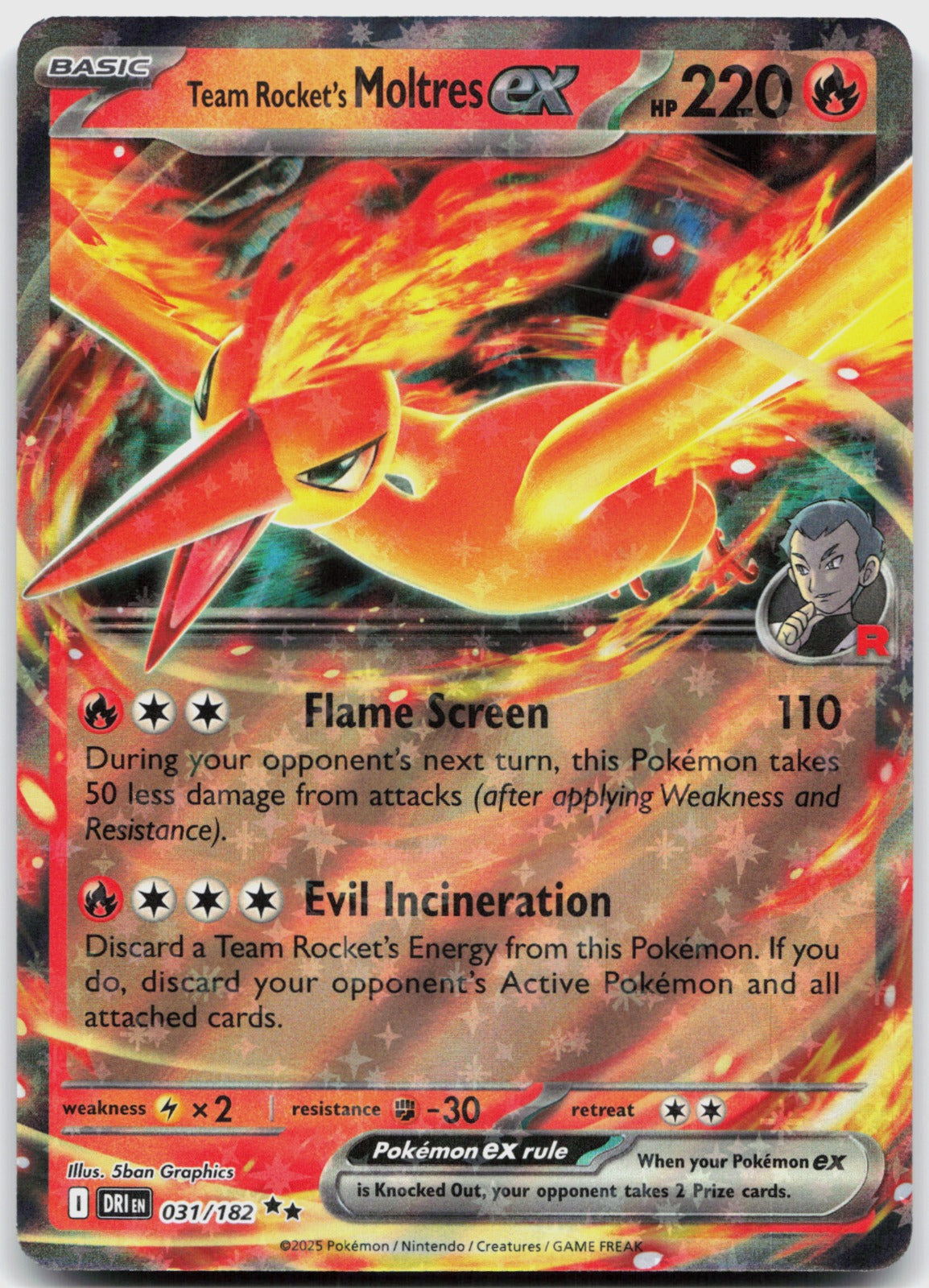 Team Rocket's Moltres ex Holo Double Rare SV10: Destined Rivals 031/182 NM