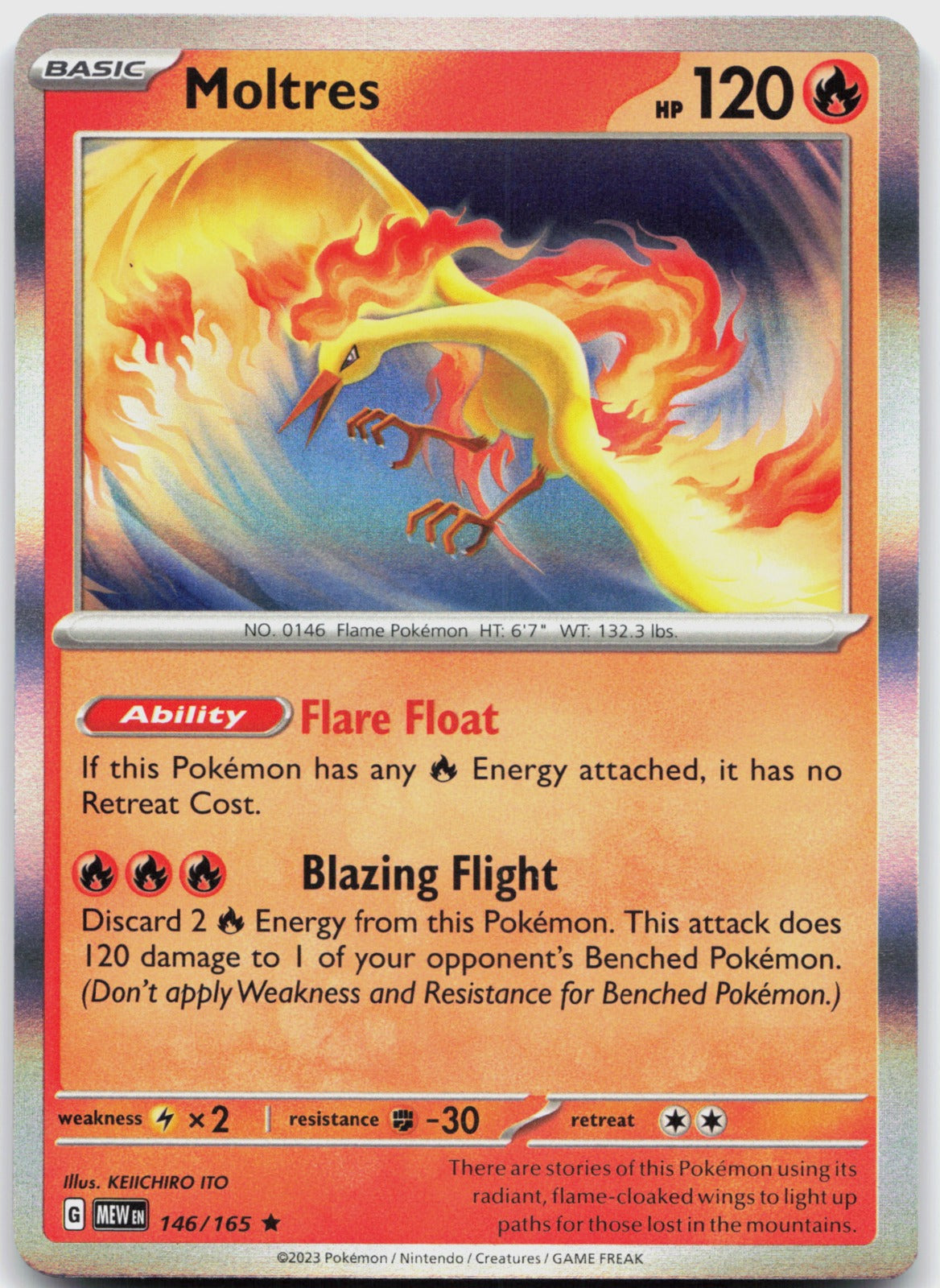 Moltres Holo Rare SV: Scarlet & Violet 151 146/165 NM