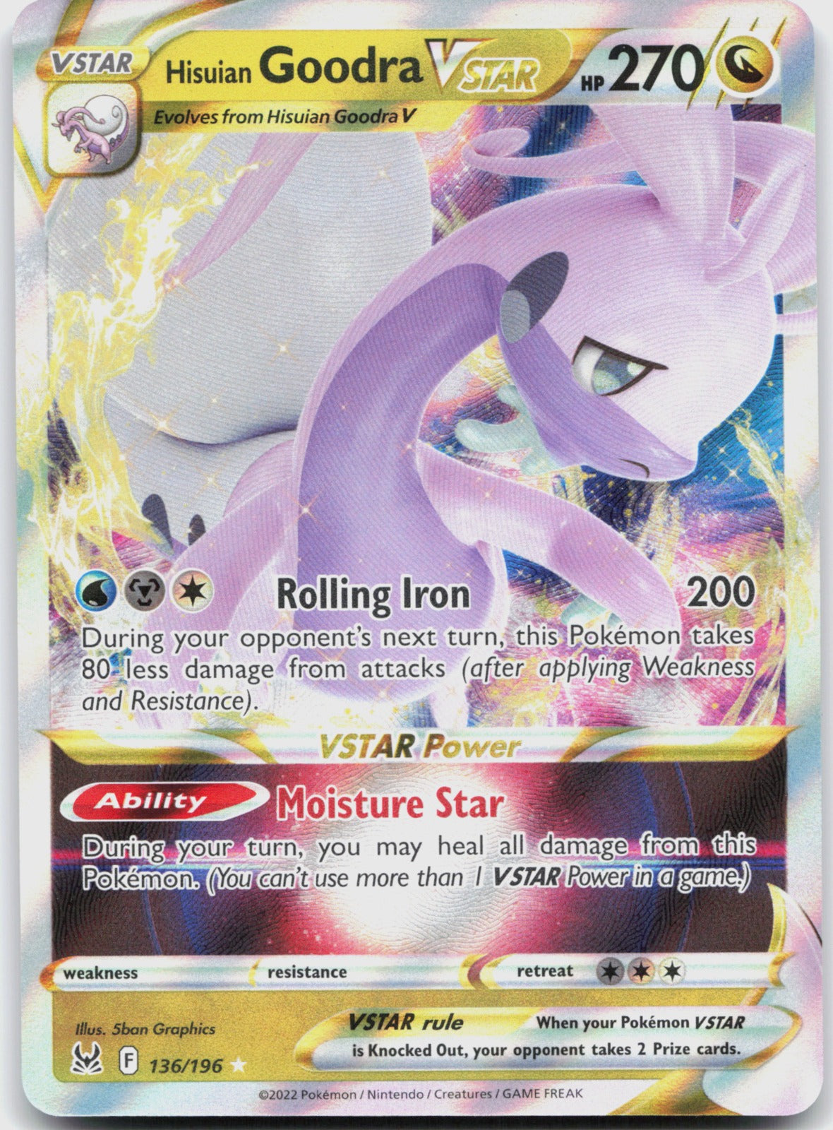 Hisuian Goodra VSTAR Holo Ultra Rare SWSH11: Lost Origin 136/196 NM