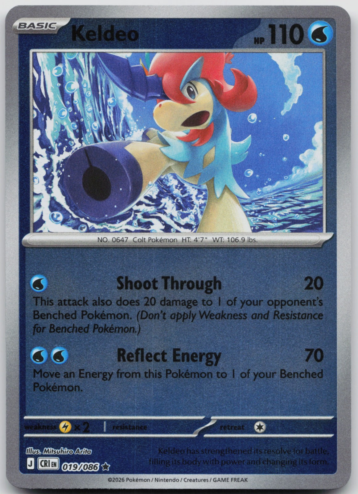 Keldeo Reverse Holo Rare ME04: Chaos Rising 019/086 NM