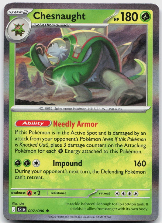 Chesnaught Holo Rare ME04: Chaos Rising 007/086 NM