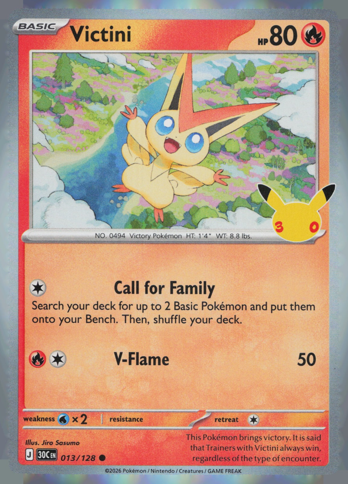 Victini Common ME: 30th Celebration 013/128 NM