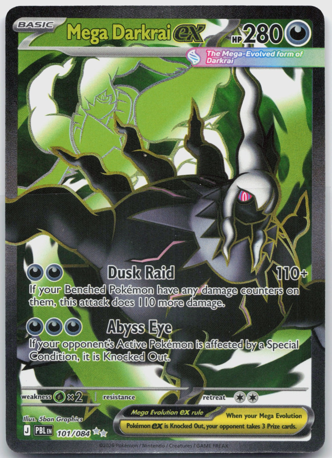 Mega Darkrai ex Holo Ultra Rare ME05: Pitch Black 101/084 NM