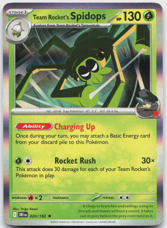 Team Rocket's Spidops Holo Rare SV10: Destined Rivals 020/182 NM