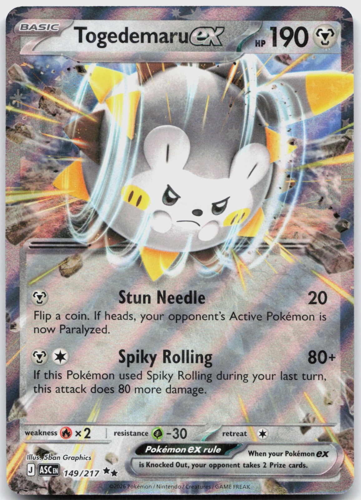 Togedemaru ex Holo Double Rare ME: Ascended Heroes 149/217 NM