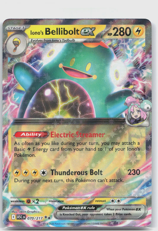 Iono's Bellibolt ex Holo Double Rare ME: Ascended Heroes 070/217 NM