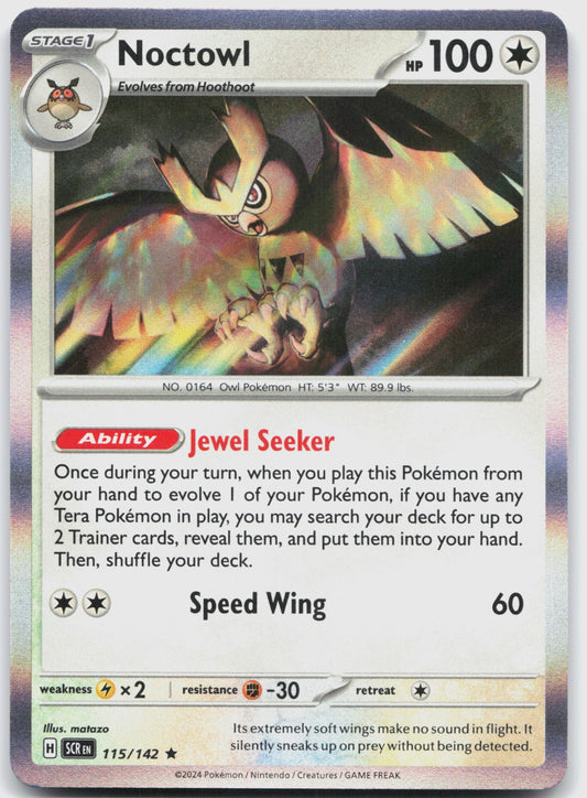 Noctowl Holo Rare SV07: Stellar Crown 115/142 NM