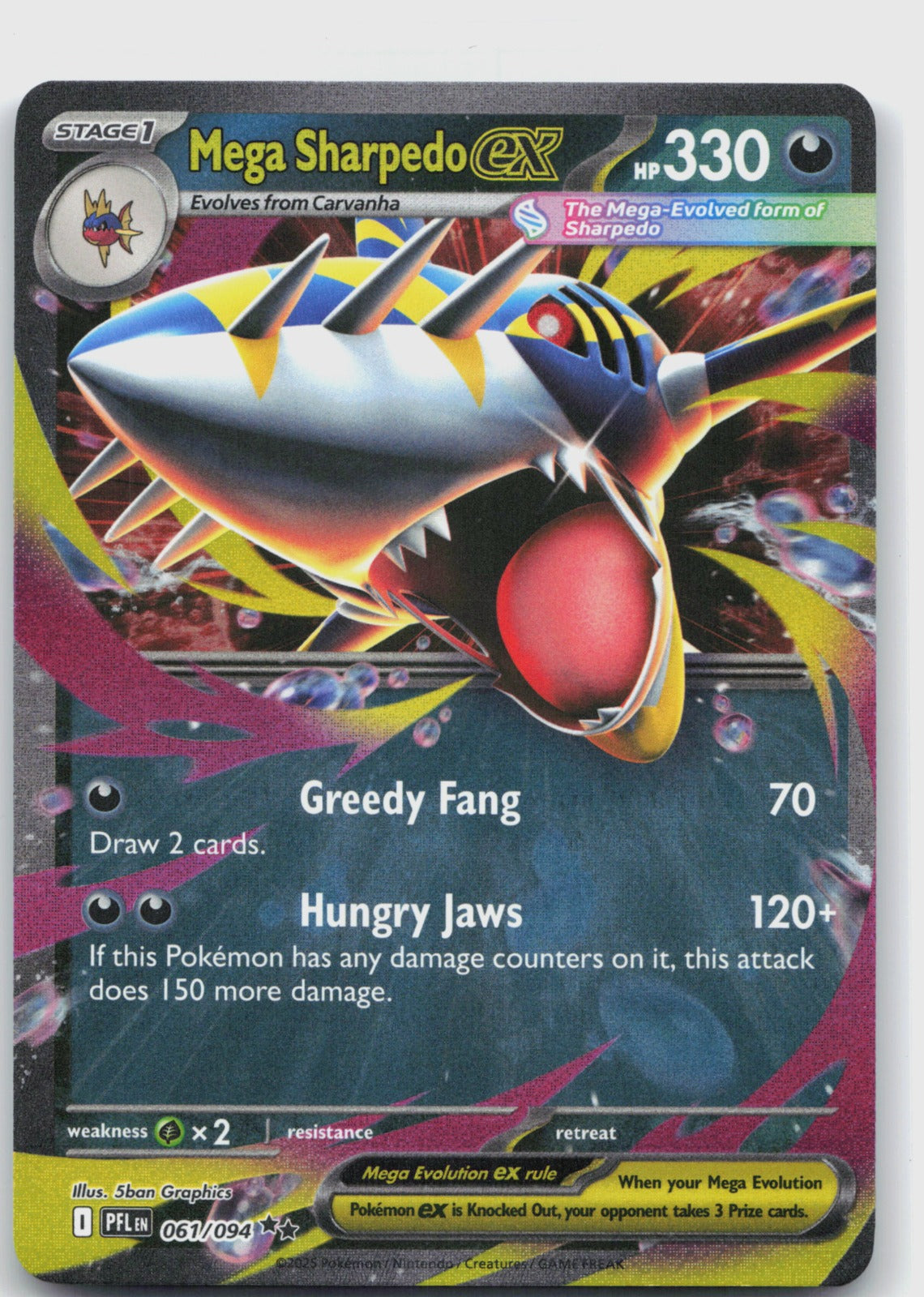 Mega Sharpedo ex Holo Double Rare ME02: Phantasmal Flames 061/094 NM