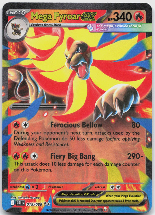 Mega Pyroar ex Holo Double Rare ME04: Chaos Rising 015/086 NM