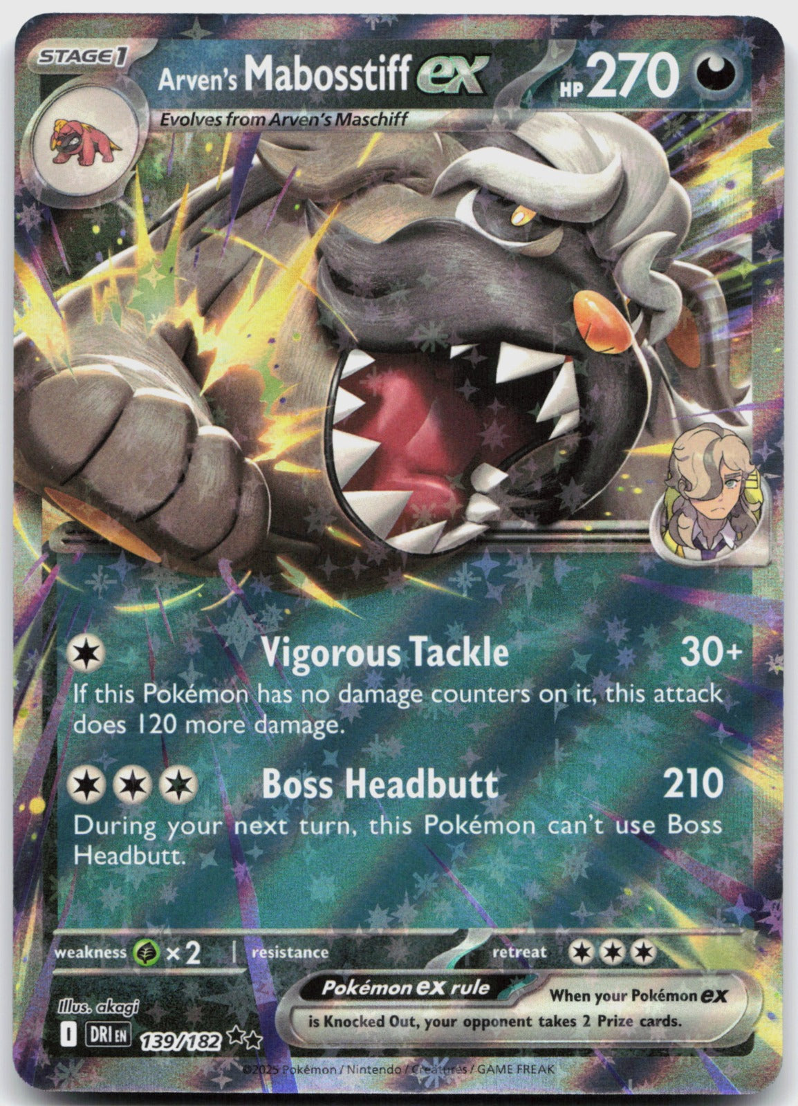 Arven's Mabosstiff ex Holo Double Rare SV10: Destined Rivals 139/182 NM