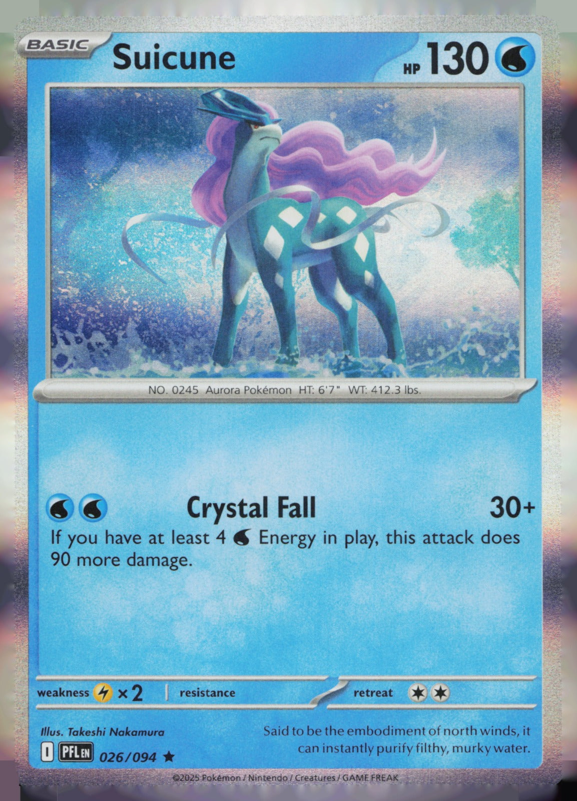 Suicune Holo Rare ME02: Phantasmal Flames 026/094 NM