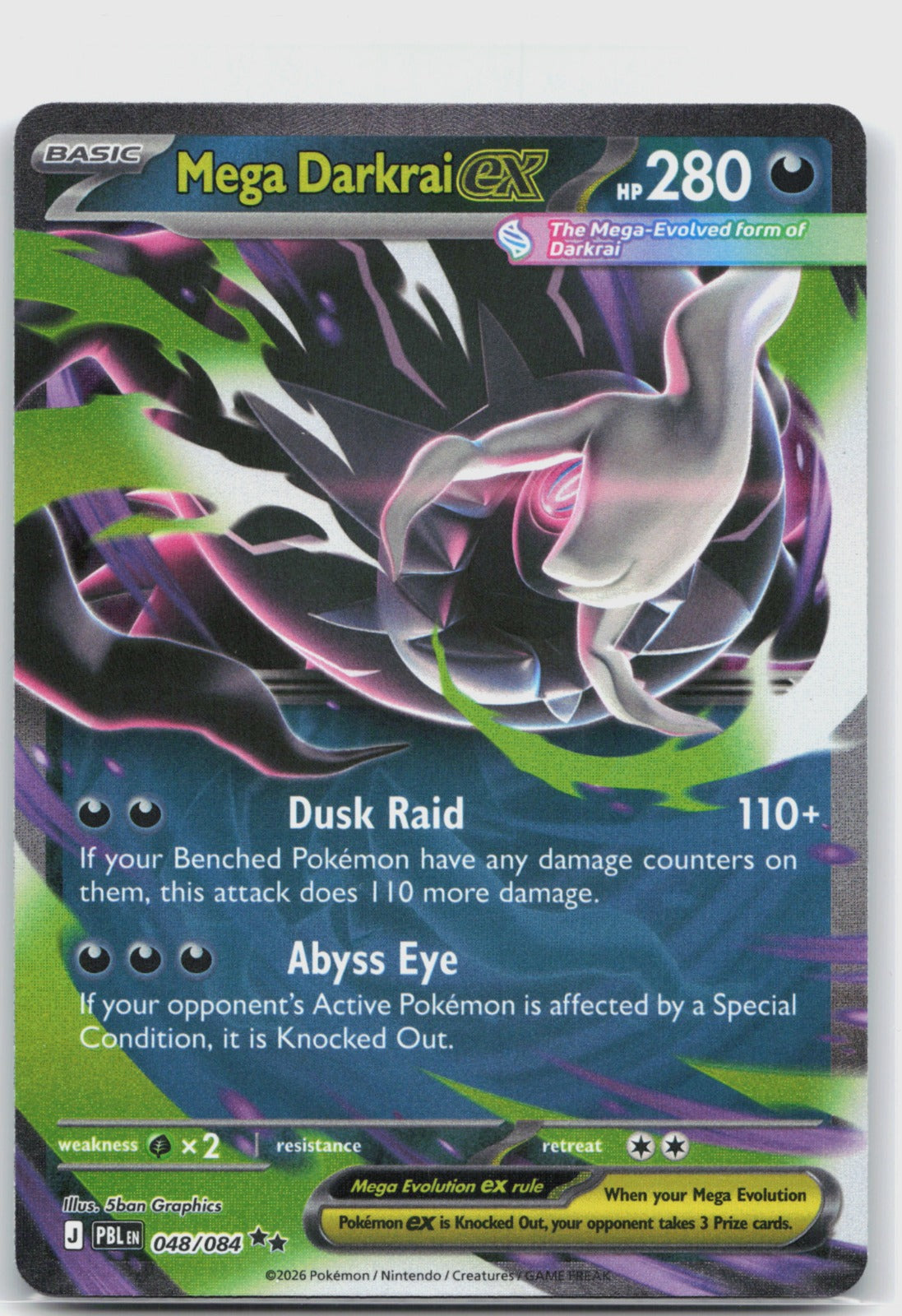 Mega Darkrai ex Holo Double Rare ME05: Pitch Black 048/084 NM