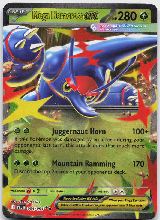 Mega Heracross ex Holo Double Rare ME02: Phantasmal Flames 004/094 NM