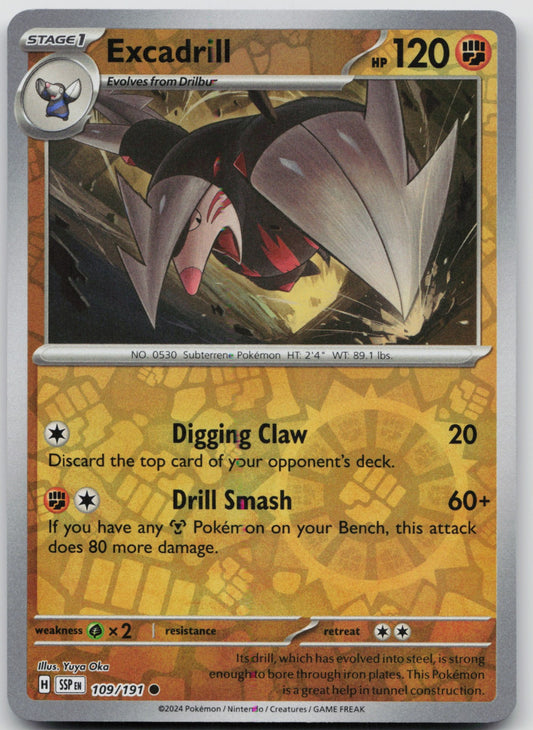Excadrill Reverse Holo Common SV08: Surging Sparks 109/191 NM