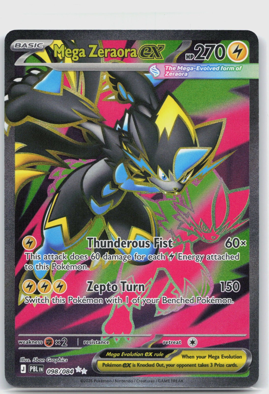 Mega Zeraora ex Holo Ultra Rare ME05: Pitch Black 098/084 NM