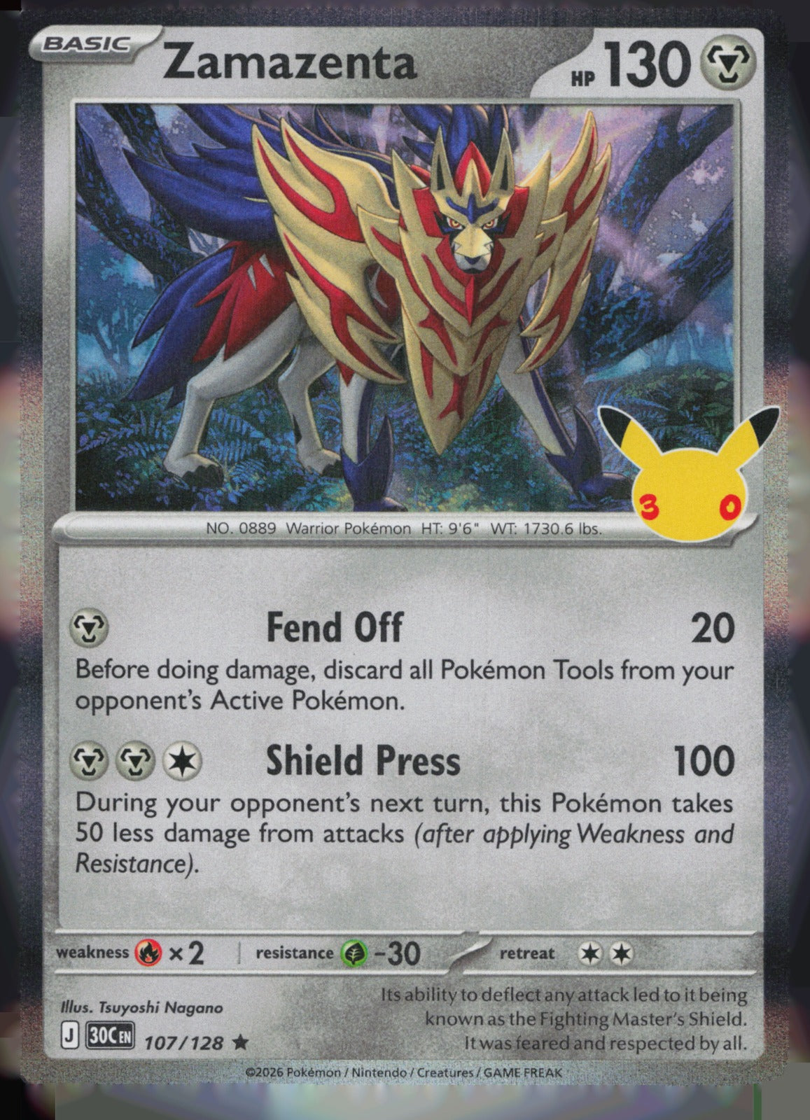 Zamazenta Holo Rare ME: 30th Celebration 107/128 NM