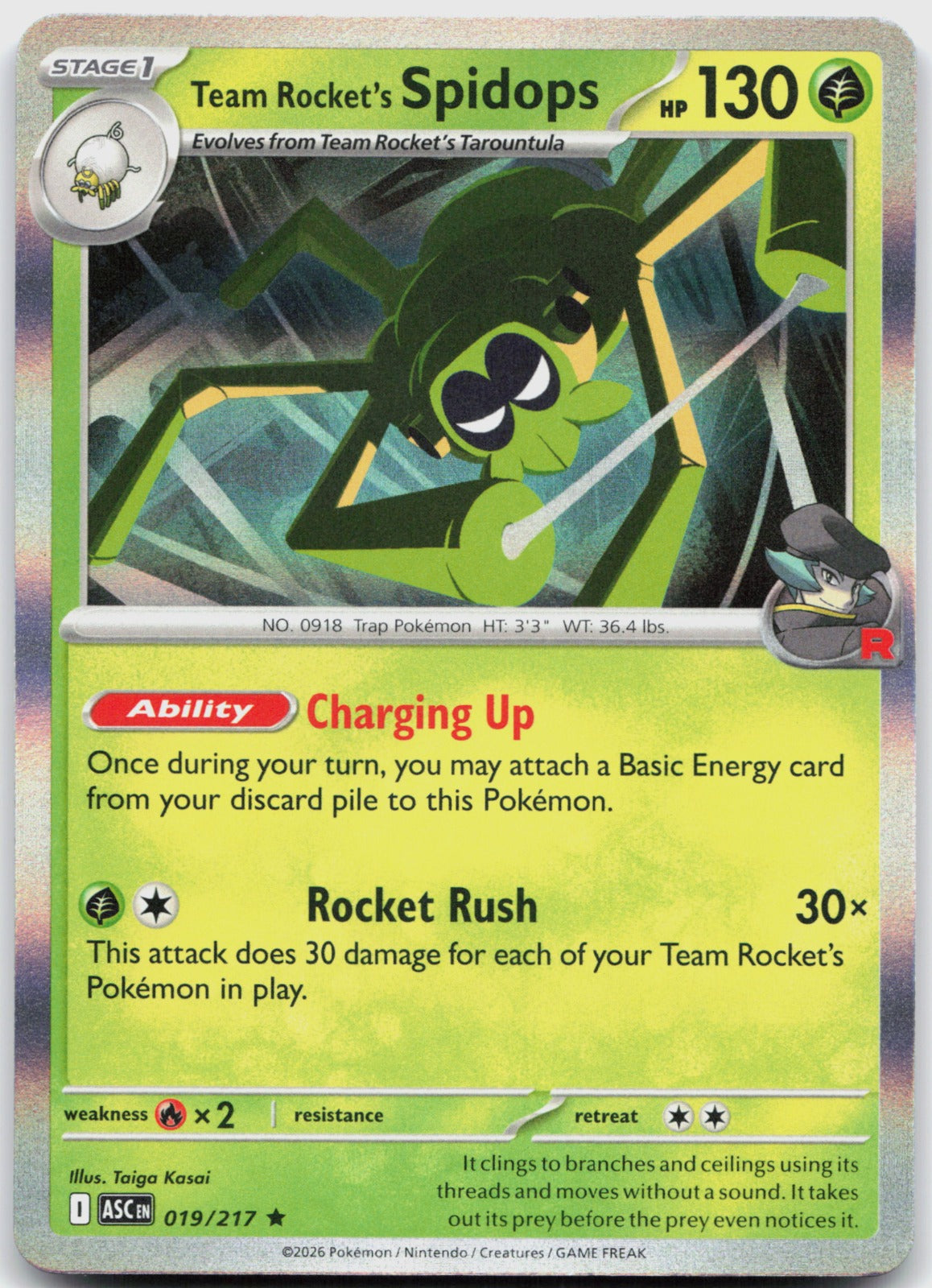 Team Rocket's Spidops Holo Rare ME: Ascended Heroes 019/217 NM