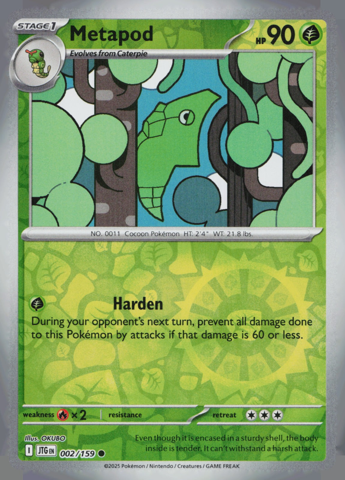 Metapod Reverse Holo Common SV09: Journey Together 002/159 NM