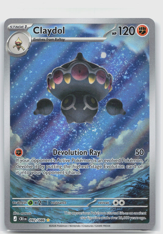 Claydol Holo Illustration Rare ME04: Chaos Rising 092/086 NM
